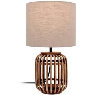 Lindby Tischlampe Marzanna (Landhaus, Vintage Rustikal) aus Textil (1 flammig E27) - Nachttischleuchte Schreibtischlampe Nachttischlampe Wohnzimmerleuchte