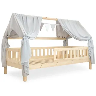Ehrenkind Ehrenkind® Kinderzimmer-Deko-Set: Betthimmel & Wimpelkette für magische Momente | Oeko-TEX Zertifiziert | Kinderzimmer Deko | Betthimmel Kinderzimmer, 120x200 Hellgrau