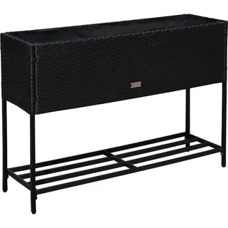 Estexo Polyrattan Hochbeet 100 x 30 x 70 cm Schwarz