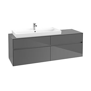 Waschbeckenunterschrank 160 x 55 cm Glossy Grey