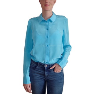Posh Gear Seidenbluse Damen Seidenbluse Collettoseta Bluse aus 100% Seide 100% Seide blau M