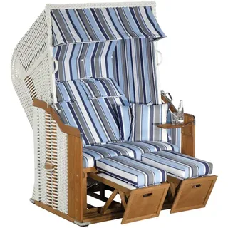 SUNNY SMART Strandkorb »Rustikal, aufgebaut«, BxHxT: 125 x 160 x 90 cm, Halblieger, weiß/natur - weiss