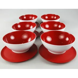 TUPPERWARE Allegra 275 ml Rot Weiß (6) Schalen Dessert Dessertschalen