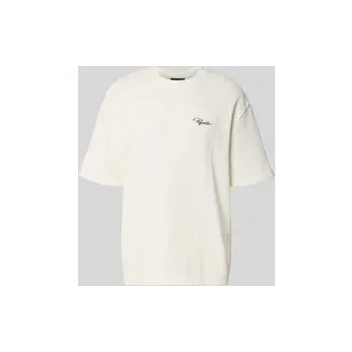 Oversized T-Shirt mit Strukturmuster, Weiss, S
