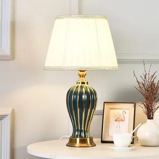Chao Zan E27 moderne Tischlampe Wohnzimmer Schlafzimmer Nachttischlampe Keramik dekorative Beleuchtung Tischlampe (Glühbirne nicht enthalten) (Grün)