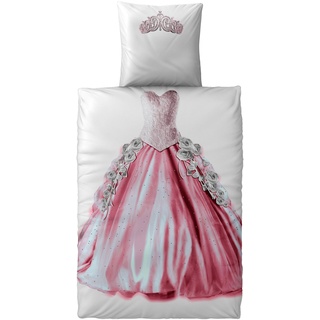 CelinaTex Fashion Fun Kinderbettwäsche 135 x 200 cm 2teilig Baumwolle Bettbezug Aurora Prinzessin rosa weiß