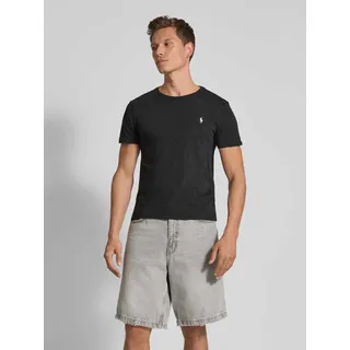 T-Shirt mit Logo-Stitching, Black, L