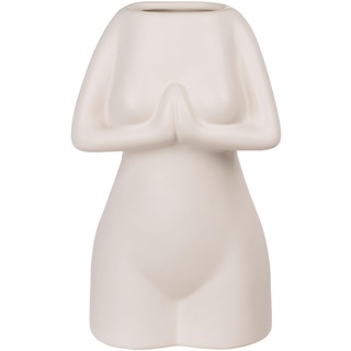 MIJOMA Dekorative Mini-Vase aus Keramik in Frauenkörper-Design, stilvolle Wohndekoration für Moderne Raumgestaltung, passend zu jedem Einrichtungsstil, Frauen-Körper 18cm, Weiß