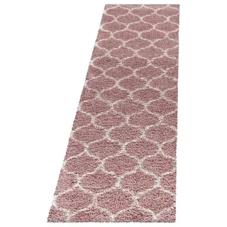 Hochflor-Teppich Teppich für den Flur oder Küche Skandinavisches Design, Stilvoll Günstig, Läufer, Höhe: 30 mm rosa Läufer - 80 cm x 250 cm x 30 mm