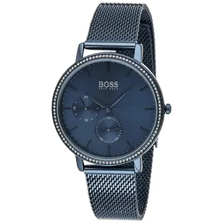 BOSS Multi Zifferblatt Quarz Uhr für Damen mit Blaues Edelstahl-Mesh-Gliederarmband - 1502518