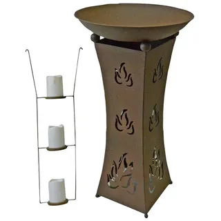 Garden Pleasure Pflanzschale Ø 47,5 x 93,5 cm antik-rost mit LED Beleuchtung