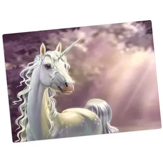 Tischsetmacher Platzset Tischset,  Platzset abwaschbar - für Kinder - Einhorn lila Hintergrund, (aus erstklassigem Vinyl (Kunststoff - BPA-frei), 1-St., 44 x 32 cm - rutschfeste Tischdekoration), Made in Germany