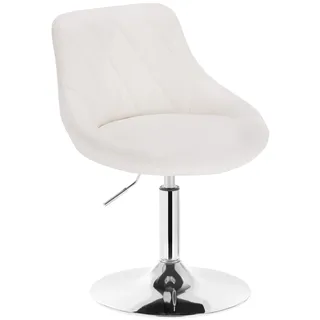 WOLTU Schminktisch Stuhl Hocker, Bequemer Schminkstuhl aus Kunstleder mit Lehne, Höhenverstellbar, 360° Drehbar, für Schlafzimmer, Esszimmer, Küche, Weiß, BH241ws-1