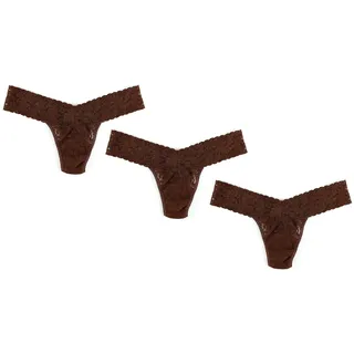 Hanky Panky Low Rise Thong - Damen-Unterhosen aus elastischer Spitze, 3-teiliges Set, bequemer und farbenfroher Damen-Tanga mit niedriger Taille, Damen-Slip aus Baumwolle und Nylon, Dessous für - Einheitsgröße Große Größen