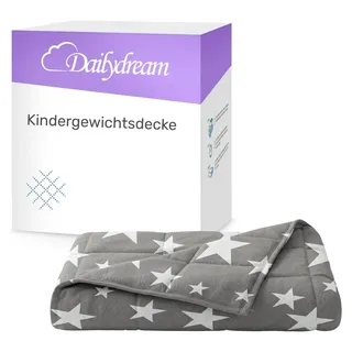 DAILYDREAM Gewichtsdecke aus 100% Baumwolle, 2,3Kg, 90x120cm, Motiv Sterne - 90x 120cm