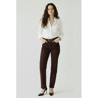 ESRA Stoffhose Damen Straight Fit Hose High Waist Business-Hose bis Große Größe T101 High Waist Damen Stoffhose Straight Leg Stretch Hose Gerade Schnitt braun 52