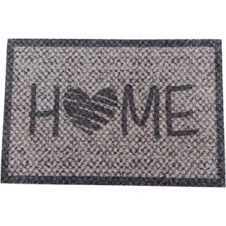 oKu-Tex Fußmatte Türvorleger mit Motiv, rutschfest und waschbar, verschiedene Motive und Sprüche, Wilkommen, Herz beige|braun 50 cm x 80 cm