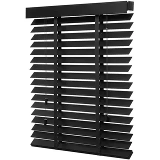 Schwarze Jalousien,Mit Klebeband, Holzjalousie Für Fenster 50cm 80cm 90cm 100cm 110cm 120cm,Horizontale Jalousette,Leicht Anzubringende Vorhänge,Sonnenschutz Jalousetten,W×H-90x120cm/35.5x47in