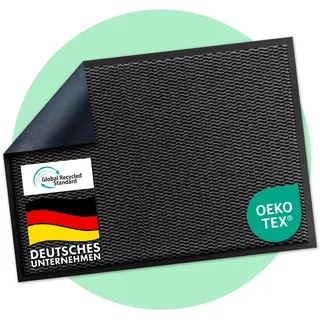 Floordirekt Premium Fußmatte für Eingangsbereich, 90x120cm Anthrazit, Schmutzfangmatte für Innen und Außen, rutschfest & waschbar, Sauberlaufmatte für Flur, Teppich für Haustür, Sky Novo