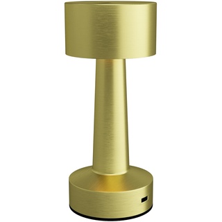 HOMCOM Tischlampe Aufladbare Tischleuchte mit 3 Lichtmodus, Dimmbare LED Nachttischlampe mit Touch-Schalter, Tragbare USB Schreibtischlampe für Schlafzimmer, Wohnzimmer, Metall, Gold