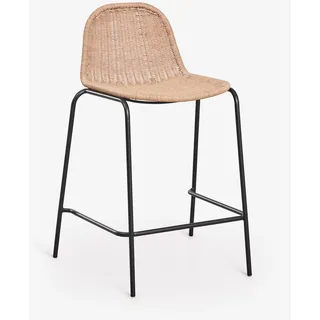 Sklum Reiven Stapelbarer Hoher Gartenhocker Aus Synthetischem Rattan Schwarz ↑65 Cm