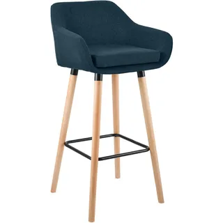 CLP Barhocker Grant gepolstert Buche 2er Set Blau