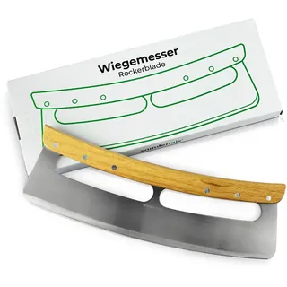 Wundermix - Pizza Wiegemesser mit Bambusgriff (34 cm Klinge) | Mit Klingenschutz, Pizzaschneider Edelstahl, ideal für Pizza, Kräuter, Gemüse, Pizza Zubehör