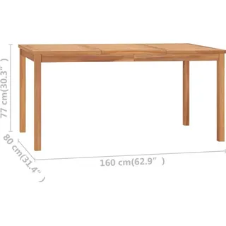 vidaXL Garten-Esstisch Beistelltisch 160 x 80 x 77 cm Braun