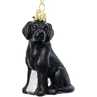 SIKORA Christbaumschmuck Labrador schwarz besondere Weihnachtskugel Glas Anhänger – BS591, Christbaumschmuck Deko - traditionell, witzig & außergewöhnlich