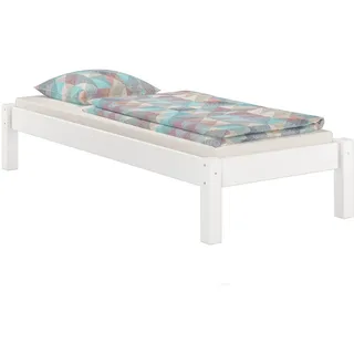 Erst-Holz Weißes Futonbett ohne Kopfteil Kiefer massiv 90x200 mit Matratze und Rollrost 60.35-09WM