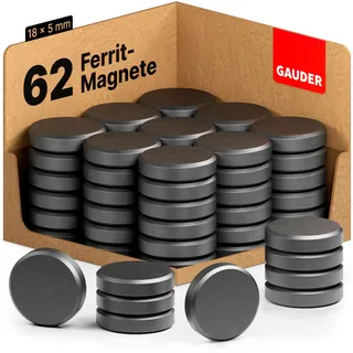GAUDER Magnete für Magnettafel | 62x Starke Magnete für Whiteboard, Pinnwand & Kühlschrank | Magnete schwarz