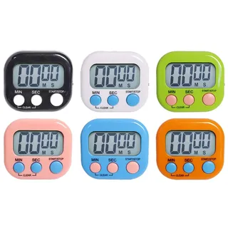 Abiyou 6PCS Magnetische Stoppuhr Küchentimer, Timer Digital mit LCD-Display, Küchentimer Digital, Kurzzeitwecker Küche, Eieruhr Magnetisch, für Schule, Küche, Sport, Gym(6 Farben)