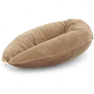 HOBEA-Germany Stillkissen 190 cm x 76 cm XXL Lagerungskissen Schwangerschaftskissen für Baby und Erwachsene Seitenschläferkissen Stillkissen mit Bezug aus Bio Baumwolle, Cord Taupe