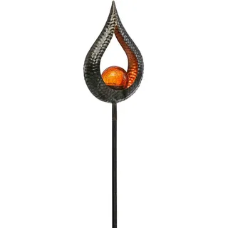 Dehner Solarleuchte Metall/Glas/Kunststoff 117 x 18 x 8 cm inkl. warmweißem Licht Silber/Dunkelgrau