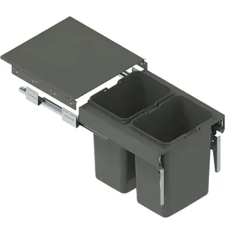 FurniFit Einbau Mülleimer für 45 cm Küchenschrank 2-fach Abfallsystem 2 x 15L Vollauszug Soft Close Frontmontage Metall Mülltrennung mit Ablage 41,4 x 48 x 32 cm