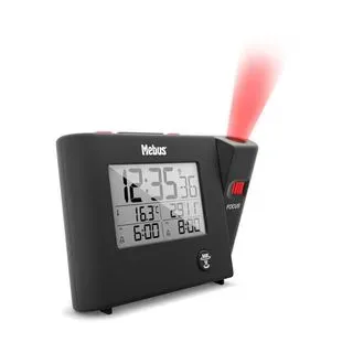 Mebus Wecker 25795 schwarz, digital, Thermometer, Datumsanzeige, Funkuhr