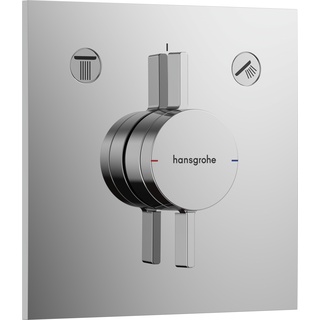 hansgrohe DuoTurn E - Duscharmatur Unterputz für 2 Verbraucher, Mischbatterie Dusche eckig, Einhebelmischer für iBox universal 2, Chrom