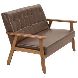 ccbetter Loungesessel 2-Sitzer Doppelsitzsofa mit Schwammauflage (Massivholzsessel, 1-St., Mit Rückenlehne und Armlehnen), Für Schlafzimmer Wohnzimmer Balkon Büro braun