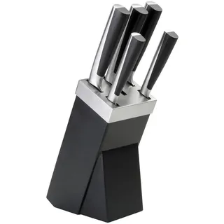 Justinus Messerblock Perfect Cut, Schwarz, Holz, Metall, 6-teilig, 9.5x36x17 cm, Kochen, Küchenmesser, Messersets