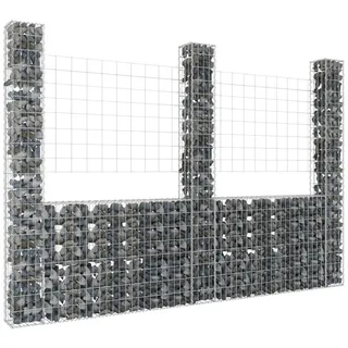 vidaXL Gabionenkorb U-Form mit 3 Säulen Eisen 260x20x200 cm
