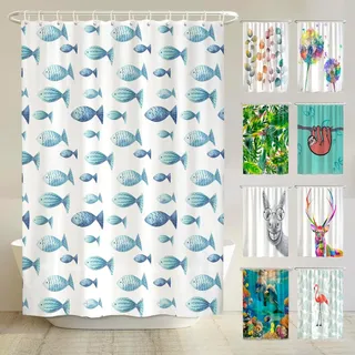 arteneur Anti-Schimmel Duschvorhang 150x200 cm Blaue Fische