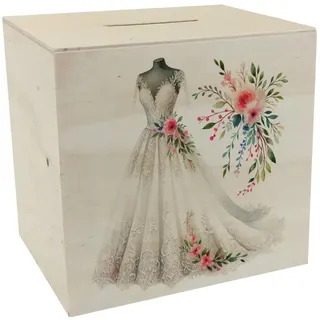 Brautkleid Spardose aus Holz Brautkleid Sparschwein Ideal für Hochzeiten Ehe-Glück Trauung Zeremonie Geschenk für Bräutigam Braut
