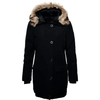 Superdry Damen Daunenparka mit Kapuze und Kunstfellbesatz Schwarz 40 - 40