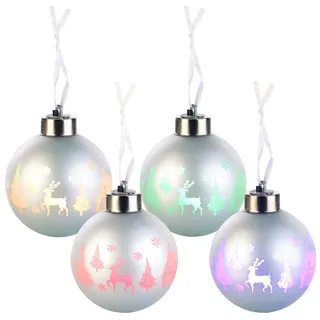Lunartec LED Weihnachtskugeln: Christbaumkugeln mit Farbwechsel-LEDs, Ø 8cm, 4er-Set (Leuchtende Weihnachtskugeln, kabellos, Baum)