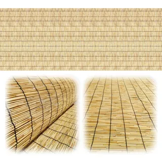 Sichtschutzzaun Natürliche Bambusmatte Wetterfest 60cm 90cm 100cm 120cm Hoch Schilfzaun Wasserdicht Bambus Sichtschutz Kundenspezifische Größe Für Hinterhof-Terrasse(Color:Primary black line)
