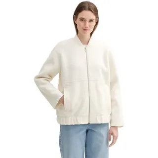 TOM TAILOR Denim Damen Loose Fit Bomber Blazer- Jacke,35880 - Light Creme beige Boucle, S - S
