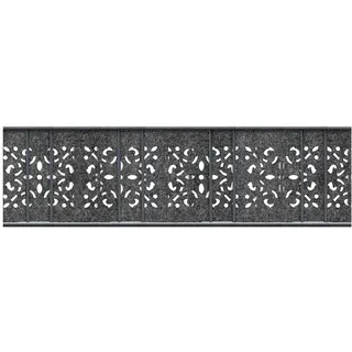 PerfectHD Zaunsichtschutz - Sichtschutzstreifen für Doppelstabmattenzaun - 19cm - Grau - Einzelstreifen Laser - 2,6m - Florenz Ornament