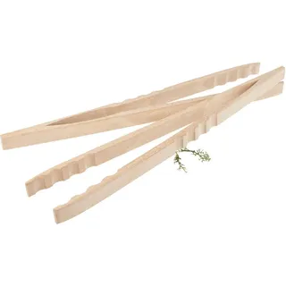 Holz Frank Grillzange Hochwertige Grillzange / Würstchenzange aus Buchen Holz - 39 cm beige