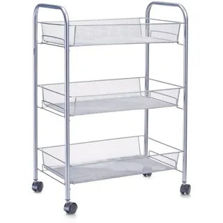 Zeller Etagen-Rollwagen Mesh 62,5 cm x 26 cm x 44 cm Silber