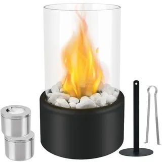 Tischkamin, Bioethanol-tischkamin Für Den Innenbereich, Ethanol-kamin, Moderne Tischfeuerdekoration, Freistehender Bioethanol-kamin Mit Weißen Dekosteinen